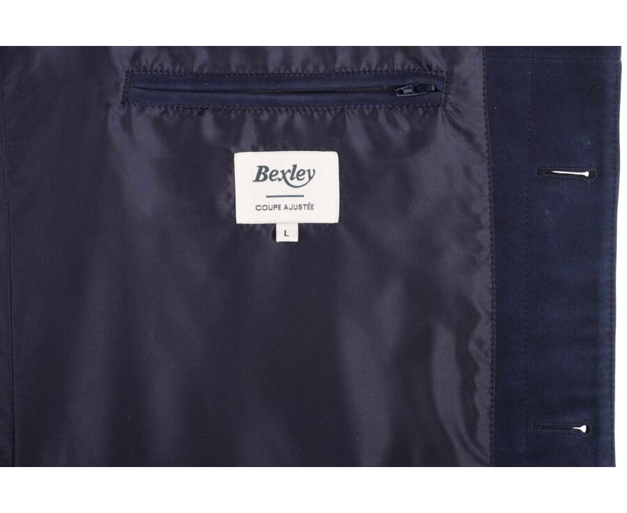 Navy  Leather Jacket - FAUSTIN