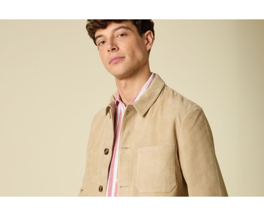 Light Beige  Leather Jacket - FAUSTIN