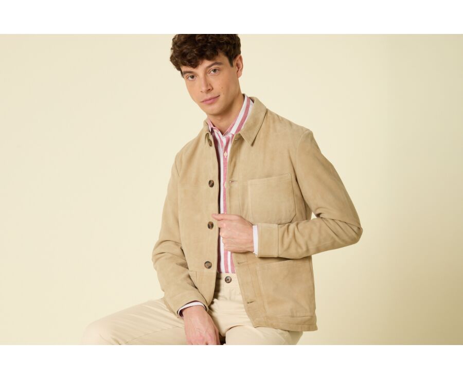 Light Beige  Leather Jacket - FAUSTIN