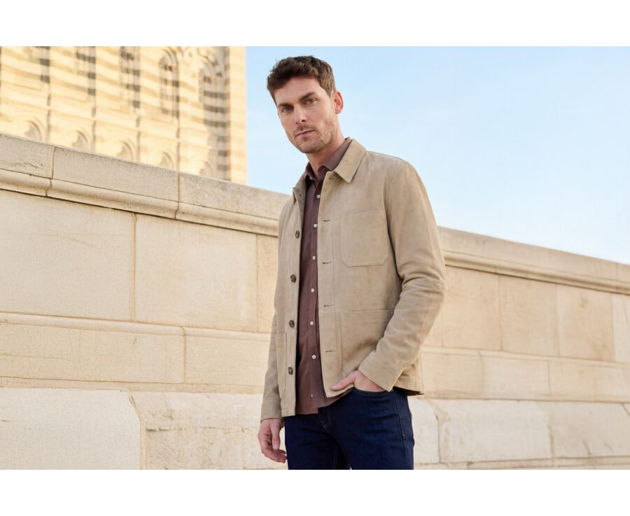 Light Beige  Leather Jacket - FAUSTIN