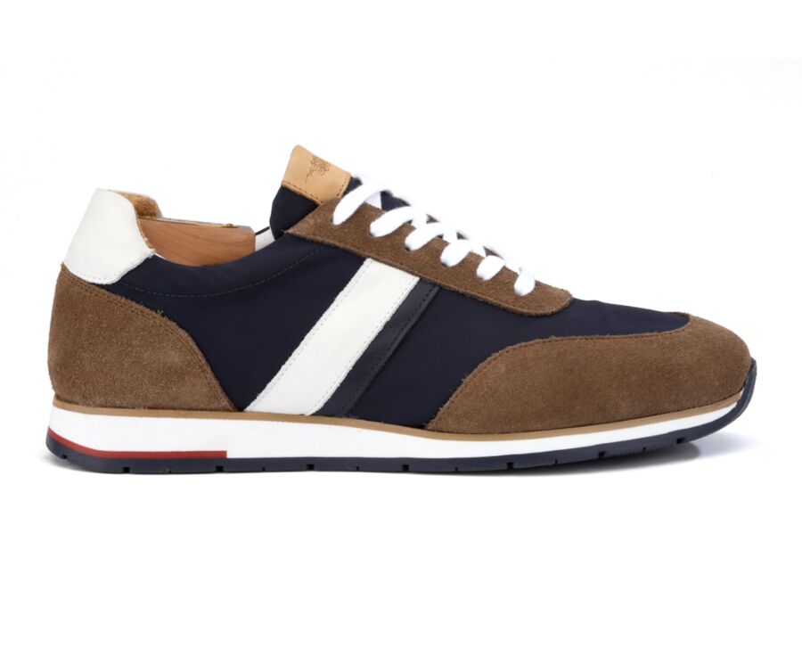 Taupe Suede and Navy Men's Trainers - MARKWOOD