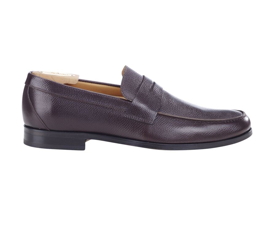 Chocolat Grainé Leather Loafers - DAVIES II