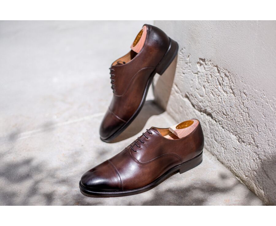Patina Chocolate Oxford shoes - Leather outsole - WINFORD