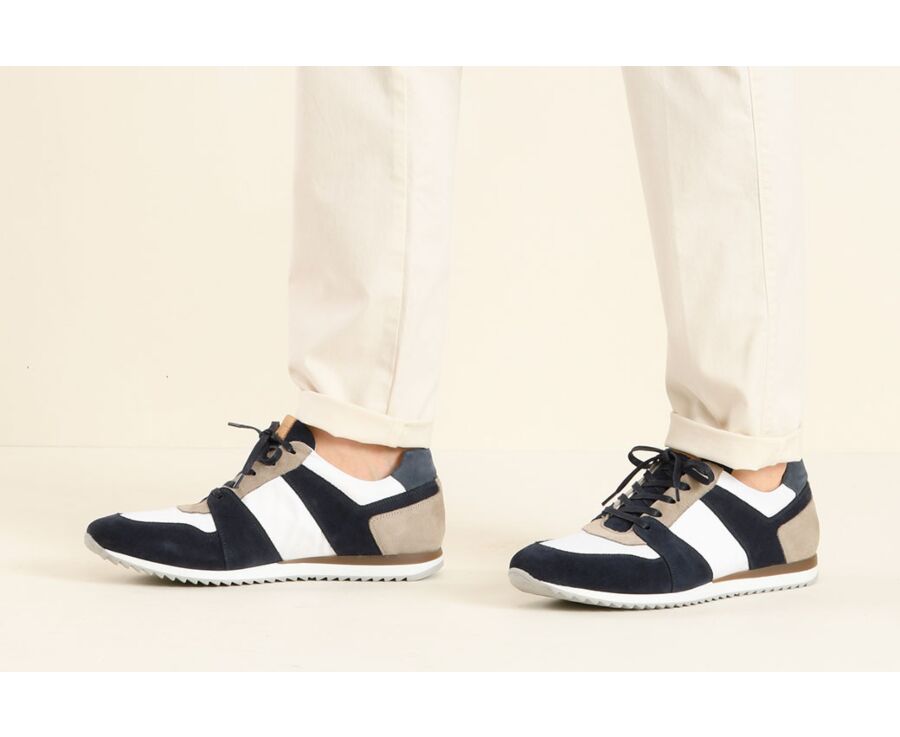 Blue Suede and White Men's Trainers - NALINGA