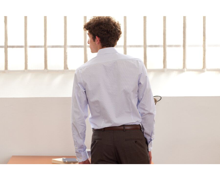 White shirt with light blue stripes - GEOFFROY