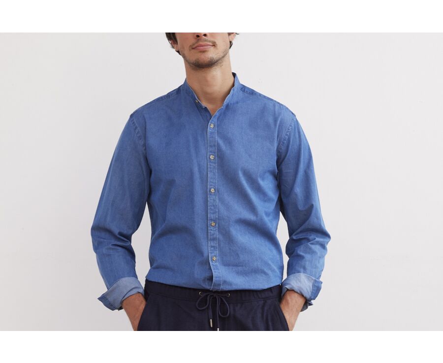 Indigo Denim shirt - Collarless - JOSEPH