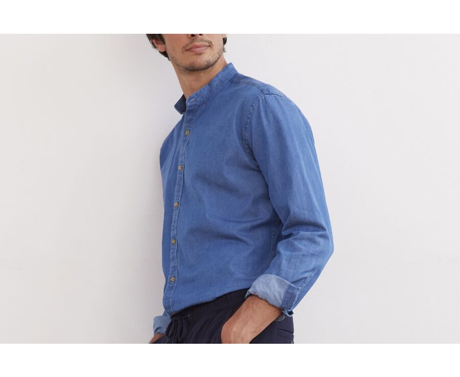 Indigo Denim shirt - Collarless - JOSEPH