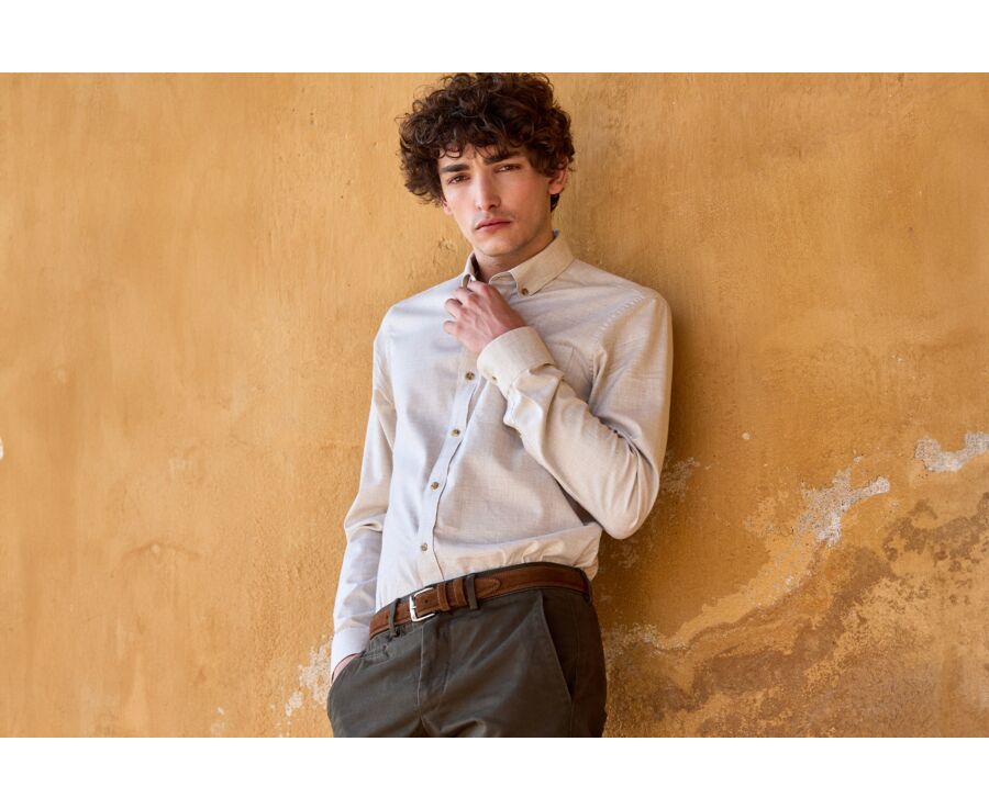 Ecru Flannel shirt with Pocket - ALEXANDER