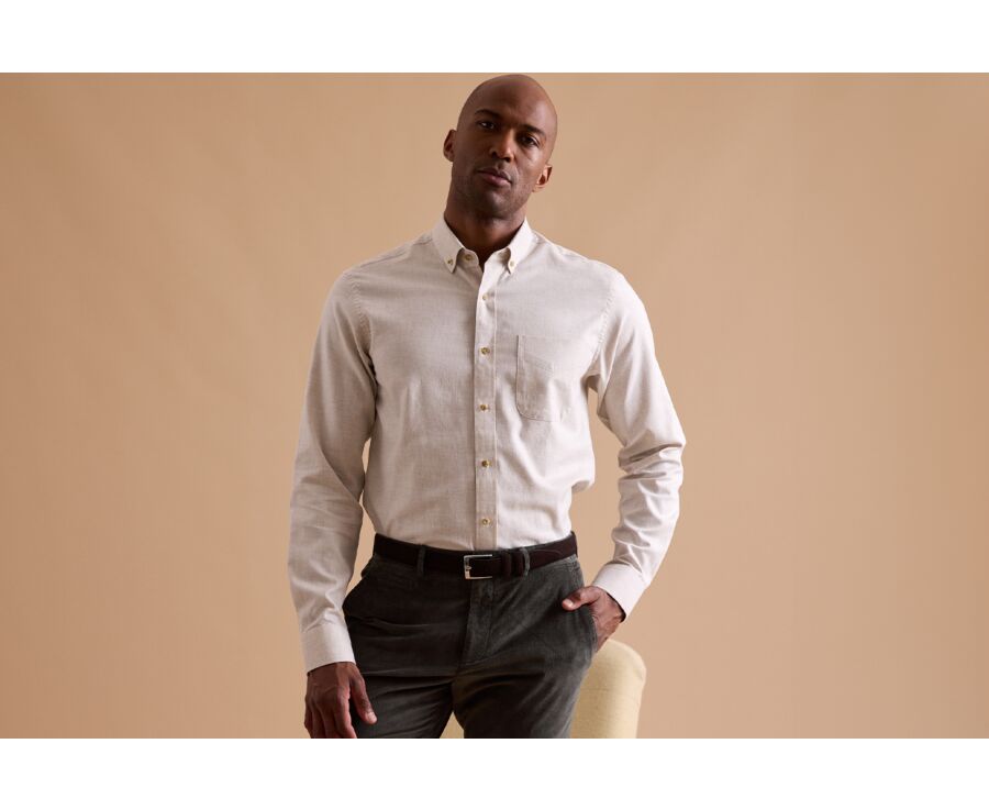 Ecru Flannel shirt with Pocket - ALEXANDER