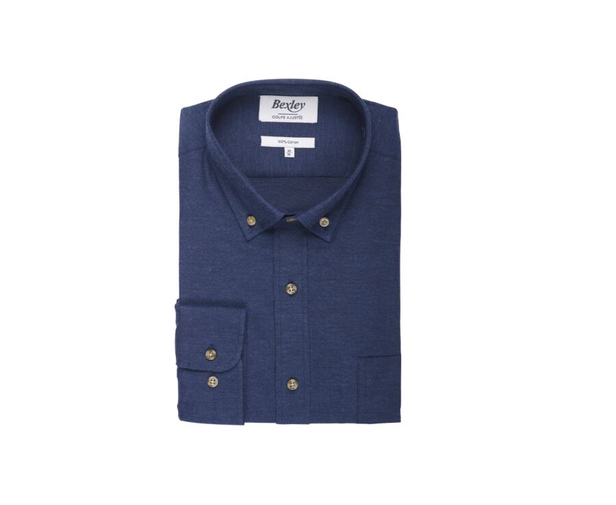 Navy Flannel shirt with Pocket - ALEXANDER