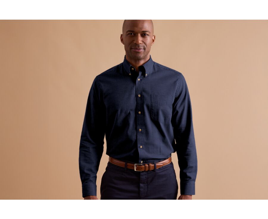 Navy Flannel shirt - Pocket - ALEXANDER