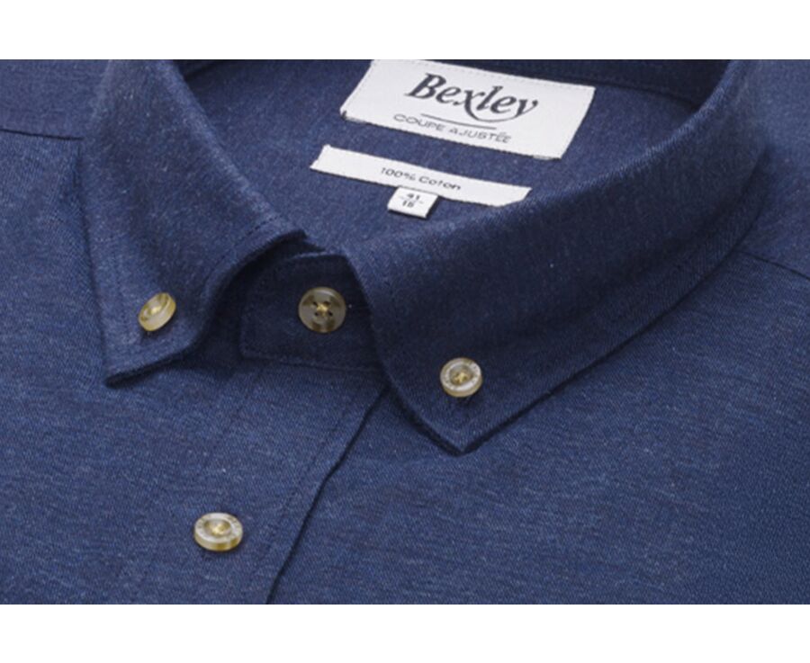 Navy Flannel shirt with Pocket - ALEXANDER