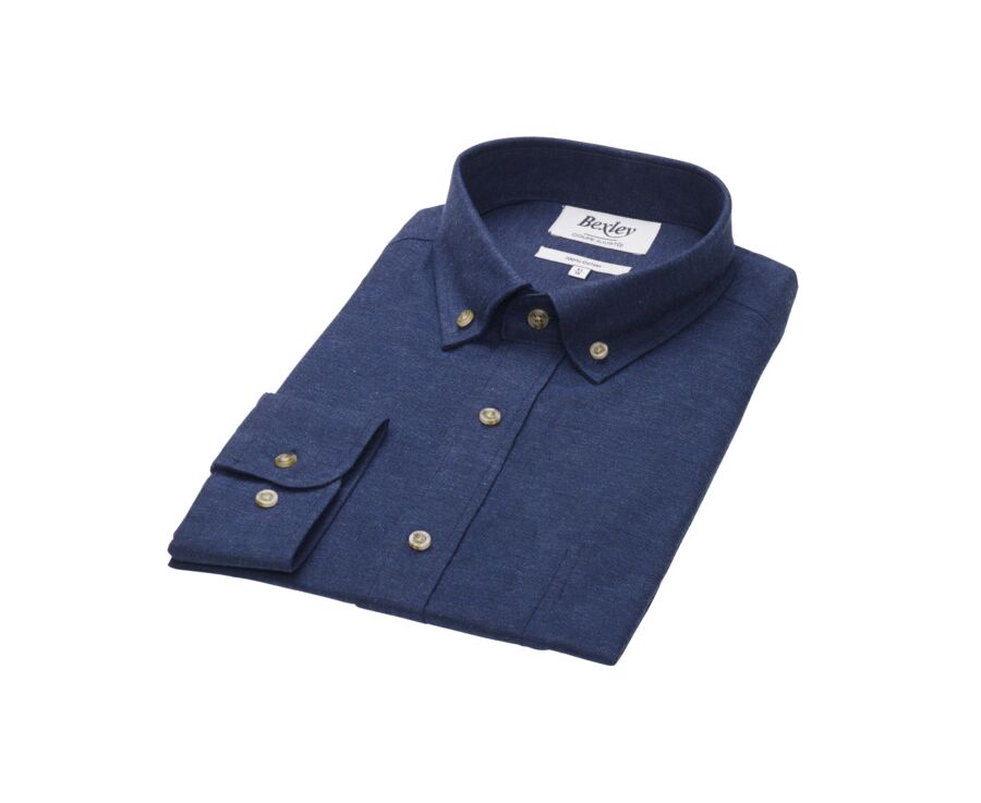 Navy Flannel shirt - Pocket - ALEXANDER