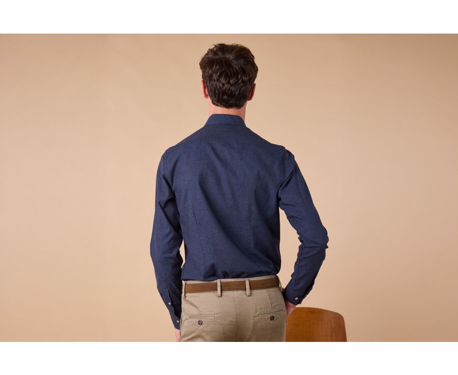 Navy Flannel shirt with Pocket - ALEXANDER