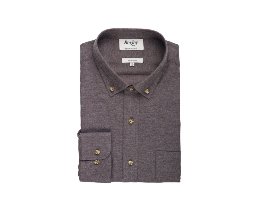 Chocolate Melange Flannel shirt with Pocket - ALEXANDER