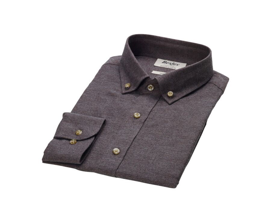 Chocolate Melange Flannel shirt with Pocket - ALEXANDER