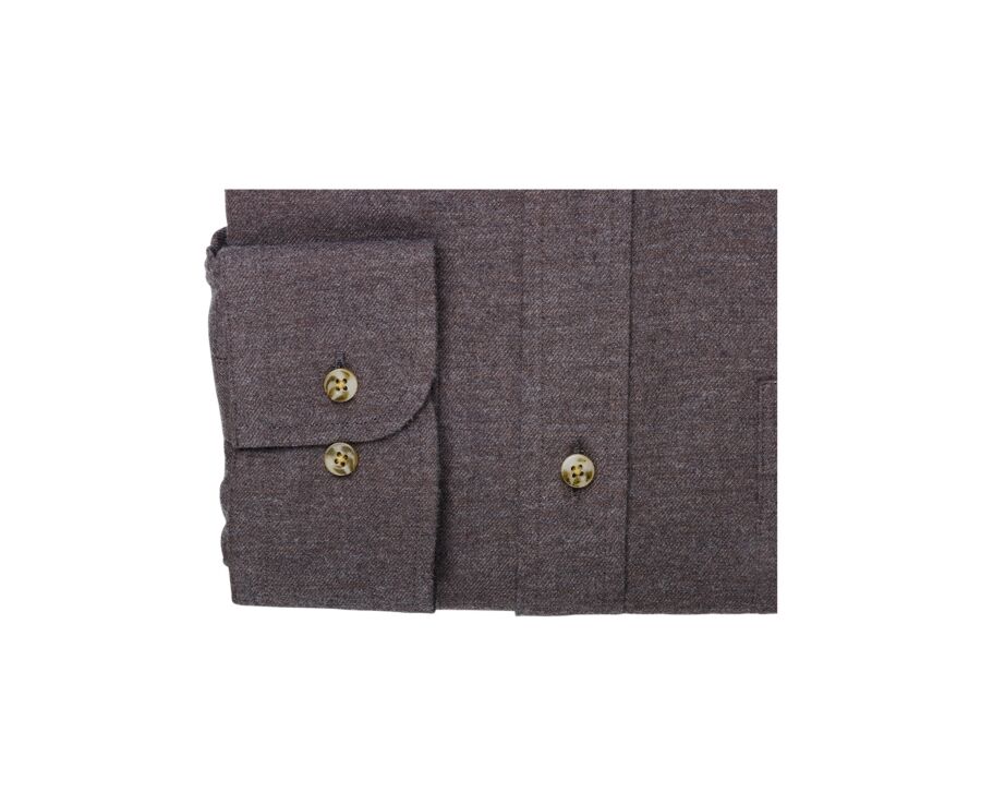 Chocolate Melange Flannel shirt with Pocket - ALEXANDER