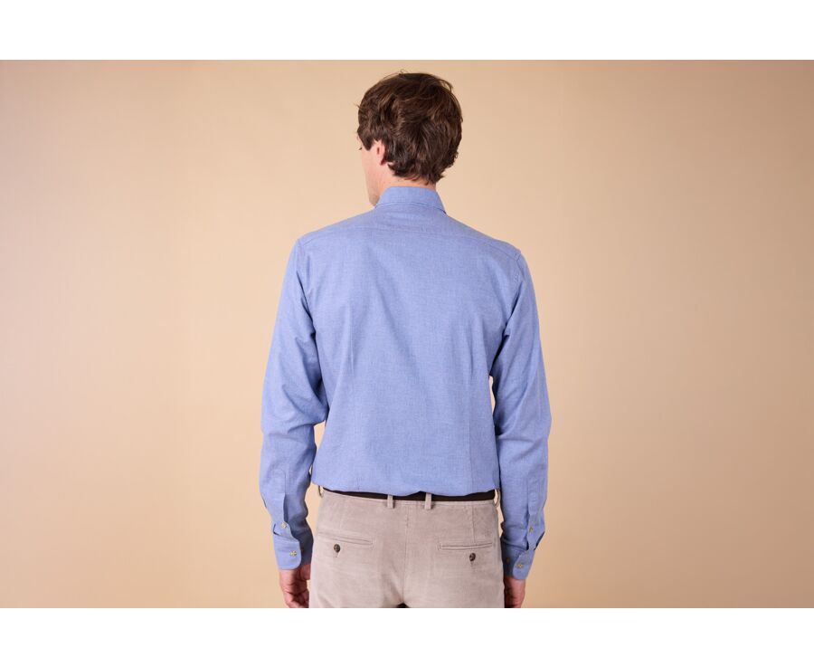 Blue Melange Flannel shirt with Pocket - ALEXANDER