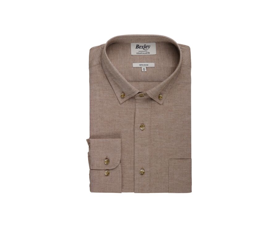 Camel Flannel shirt with Pocket - ALEXANDER