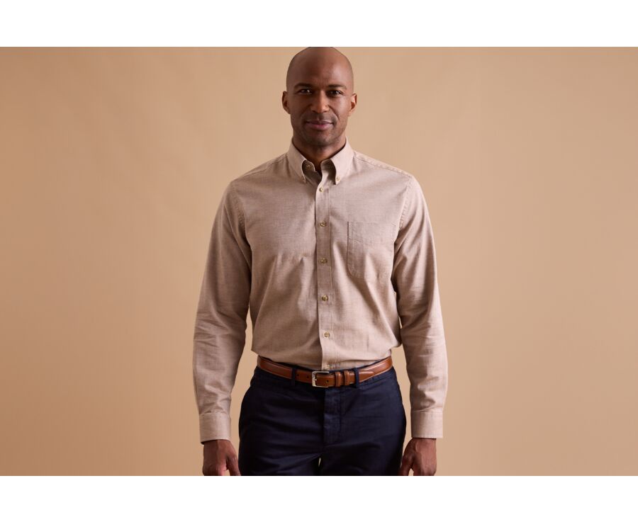 Camel Flannel shirt with Pocket - ALEXANDER