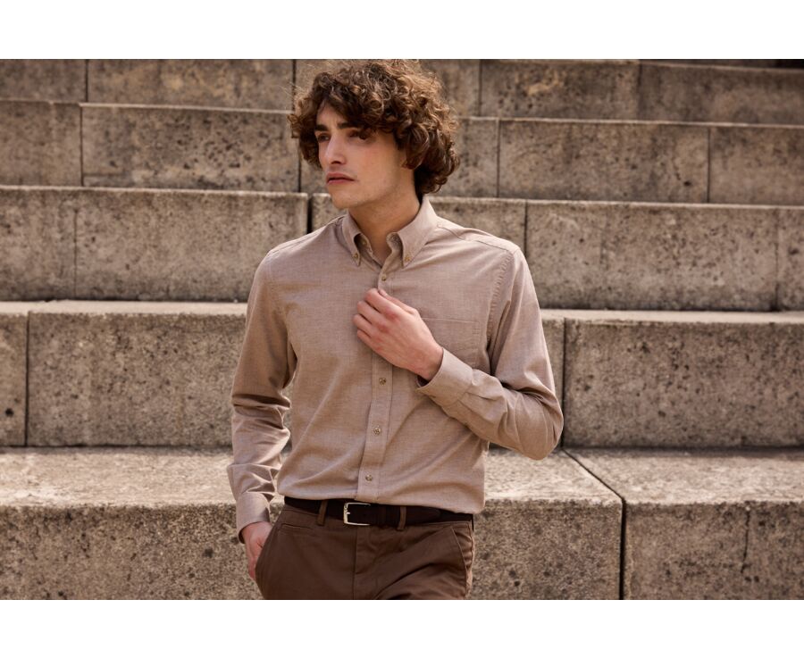 Camel Flannel shirt with Pocket - ALEXANDER