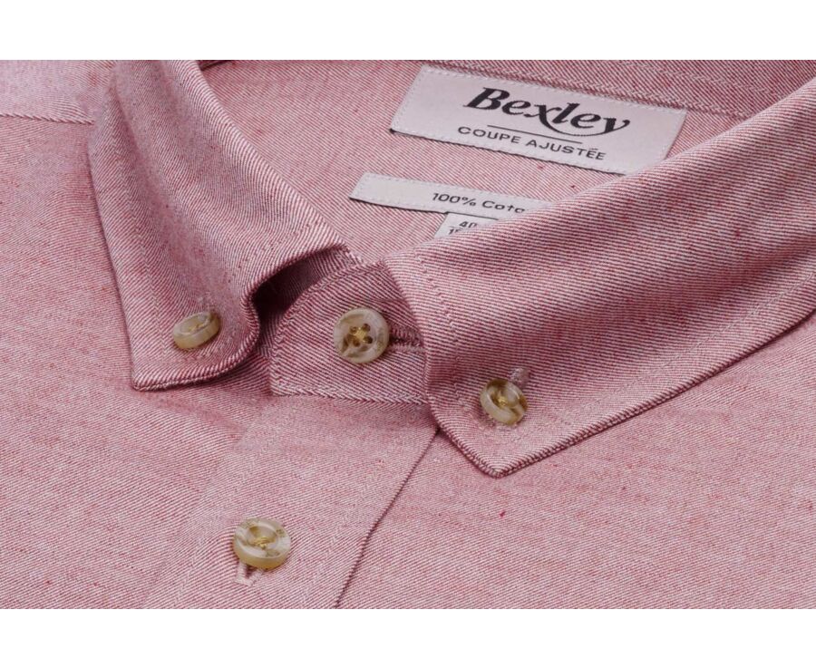 Dark Coral Flannel shirt with Pocket - ALEXANDER