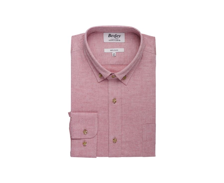 Dark Coral Flannel shirt with Pocket - ALEXANDER