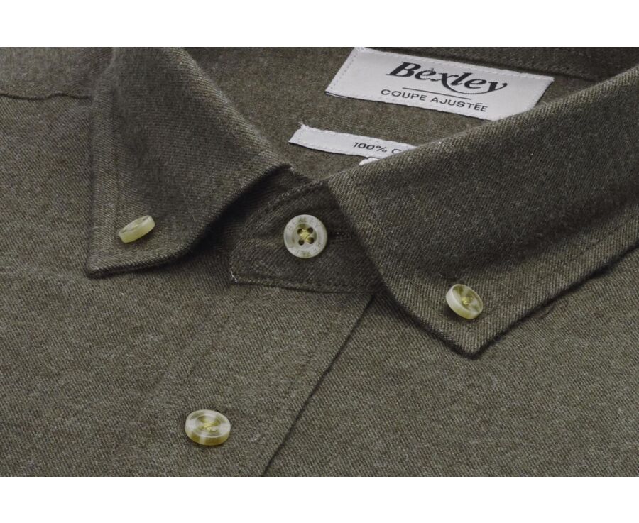 Dark Green Flannel shirt with Pocket - ALEXANDER