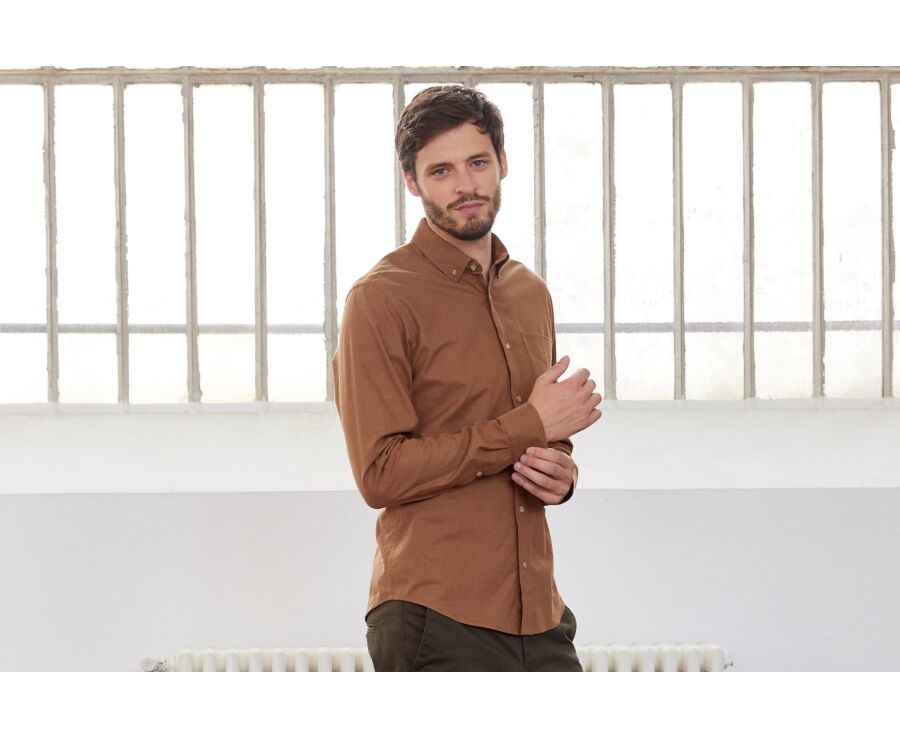 Caramel Flannel shirt - Pocket - ALEXANDER