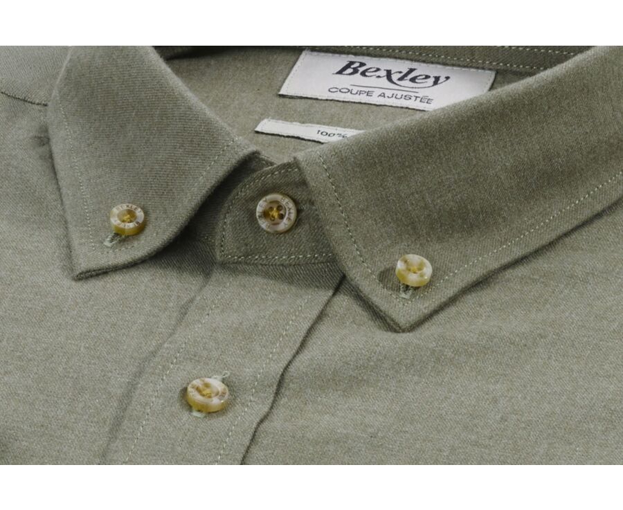 Army Green Flannel shirt with Pocket - ALEXANDER