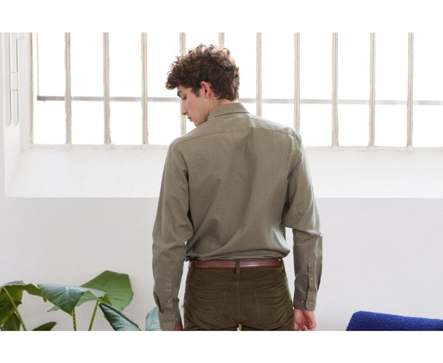 Army Green Flannel shirt with Pocket - ALEXANDER