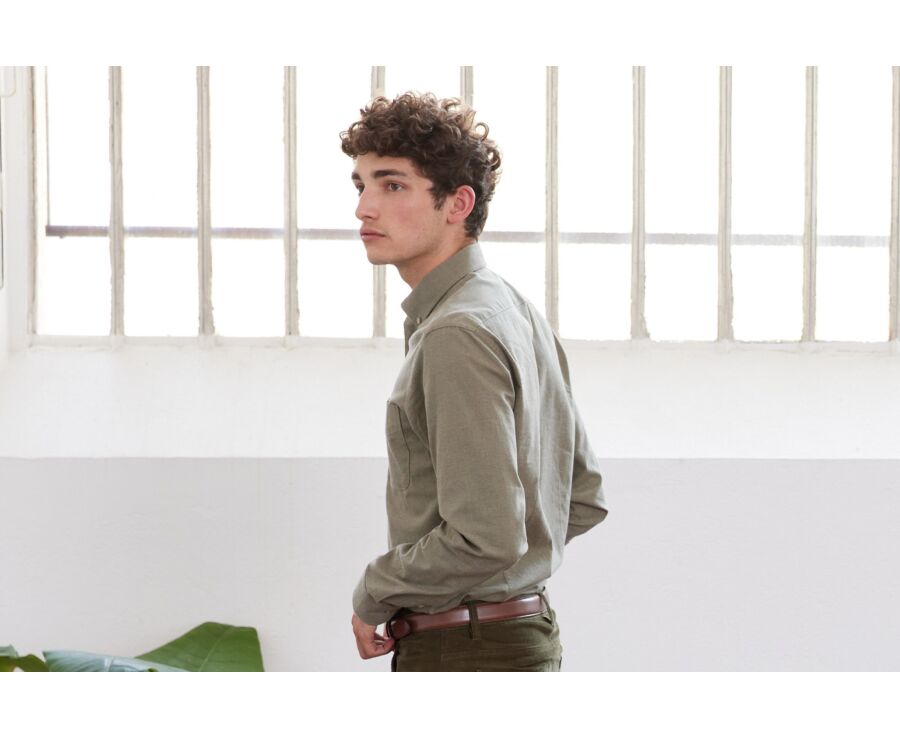 Army Green Flannel shirt with Pocket - ALEXANDER