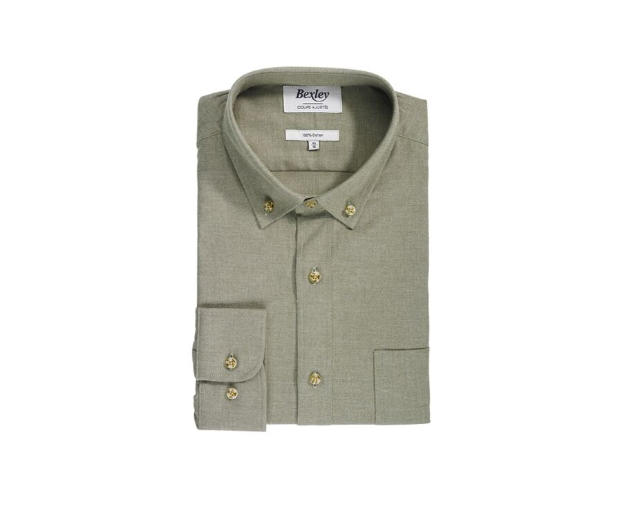 Army Green Flannel shirt with Pocket - ALEXANDER