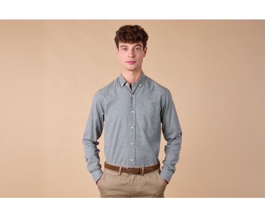 Lime Green Flannel shirt with Pocket - ALEXANDER