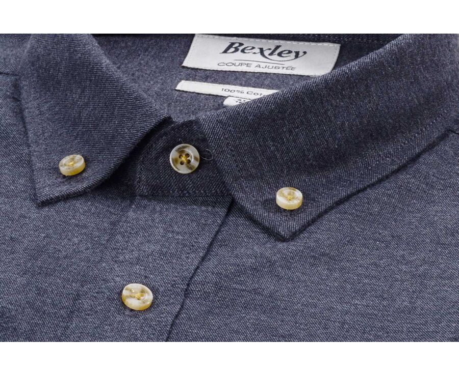 Anthracite Melange Flannel shirt with Pocket - ALEXANDER