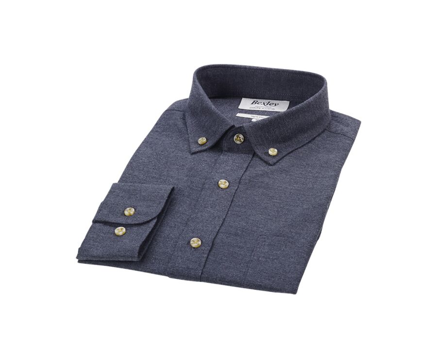 Anthracite Melange Flannel shirt - Pocket - ALEXANDER