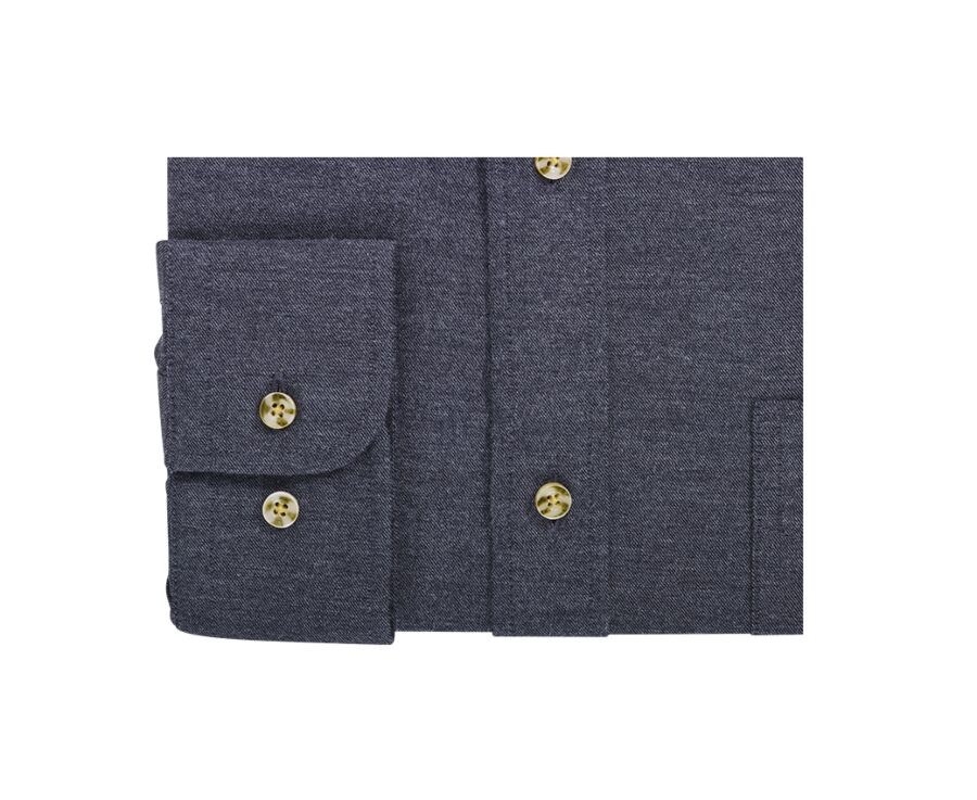 Anthracite Melange Flannel shirt - Pocket - ALEXANDER