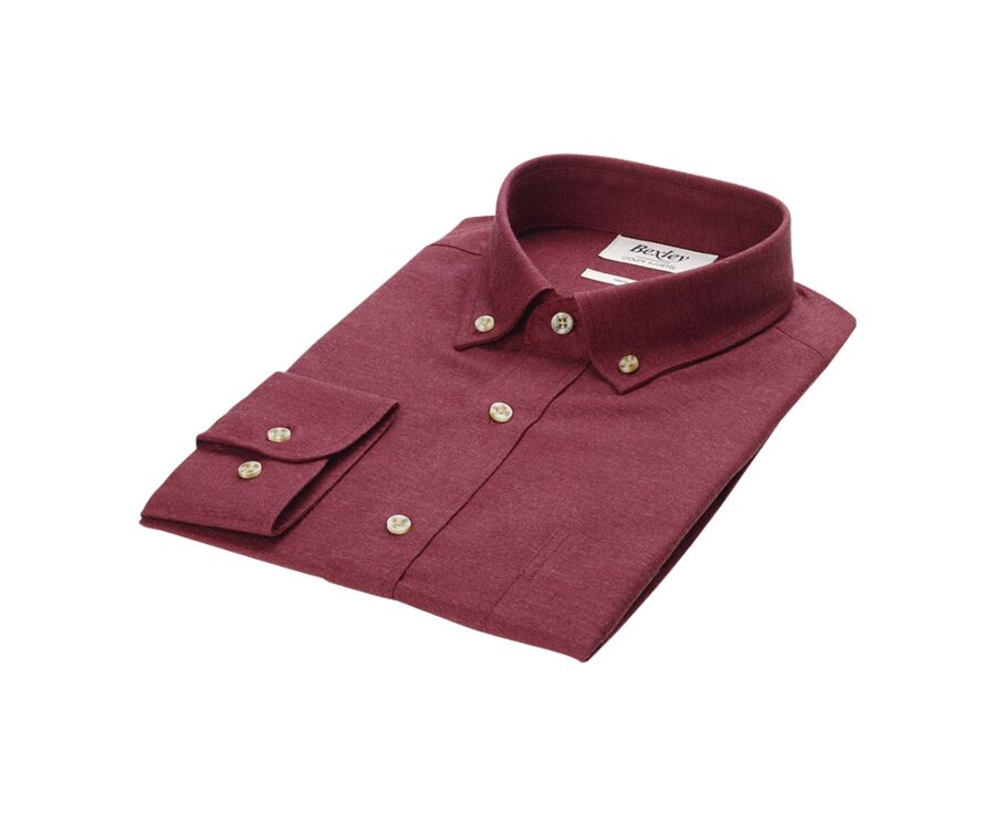 Burgundy Red Flannel shirt - Pocket - ALEXANDER