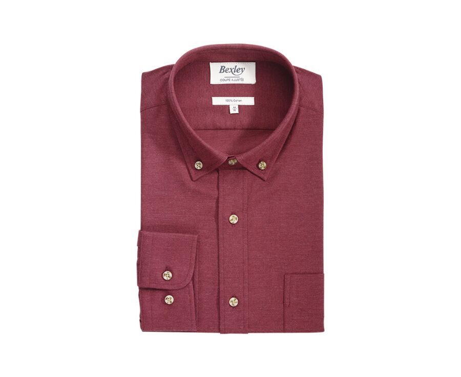 Burgundy Red Flannel shirt with Pocket - ALEXANDER