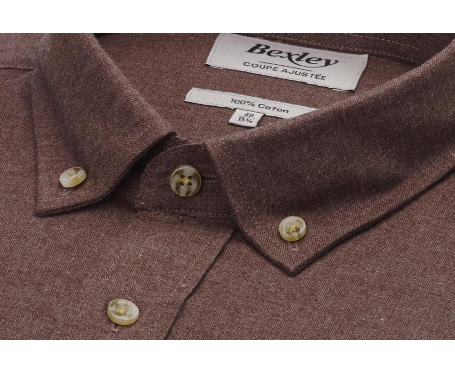 Mocha brown Flannel shirt with Pocket - ALEXANDER