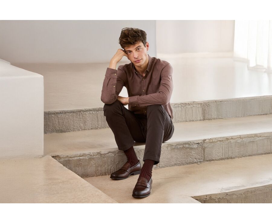 Mocha brown Flannel shirt with Pocket - ALEXANDER