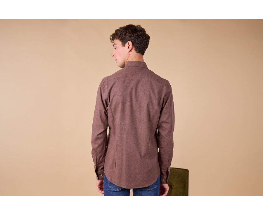 Mocha brown Flannel shirt with Pocket - ALEXANDER