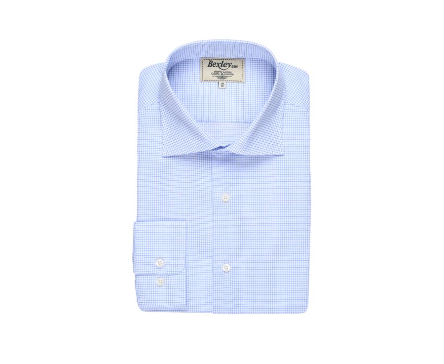 White shirt with blue thin checks - SALVATORE