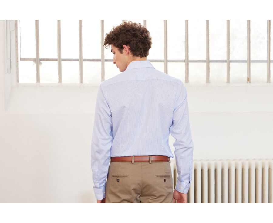 White shirt with blue thin checks - SALVATORE