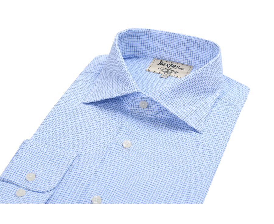 White shirt with blue thin checks - SALVATORE