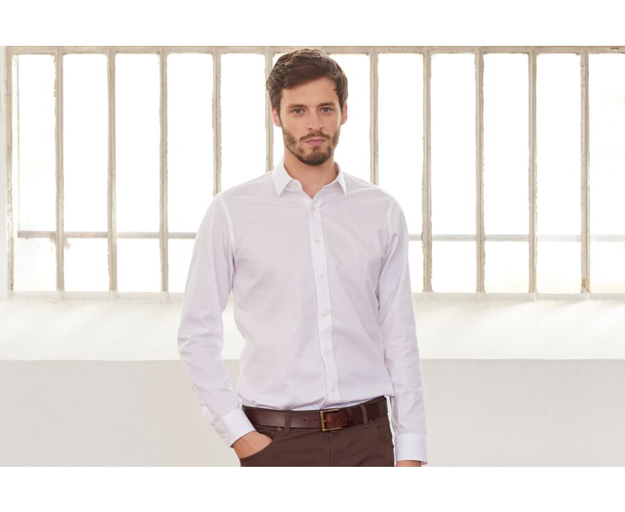 White Cotton shirt - Straight collar - NORBERTIN