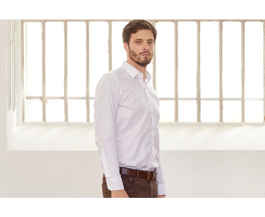White Cotton shirt - Straight collar - NORBERTIN