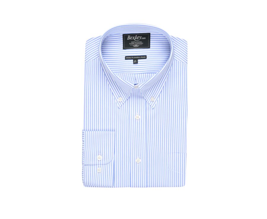 White shirt with blue stripes - Chest pocket - BRODERICK