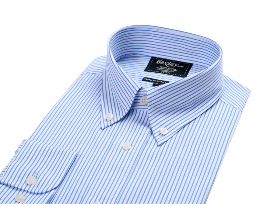 White shirt with blue stripes - Chest pocket - BRODERICK