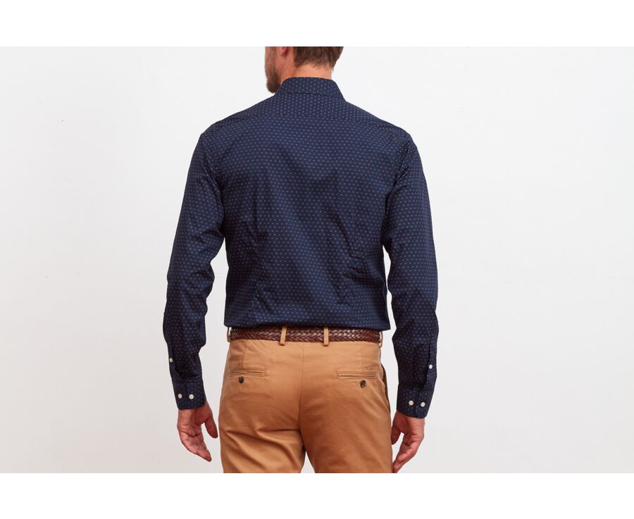 Navy printed shirt with cognac pattern - LÉONCE